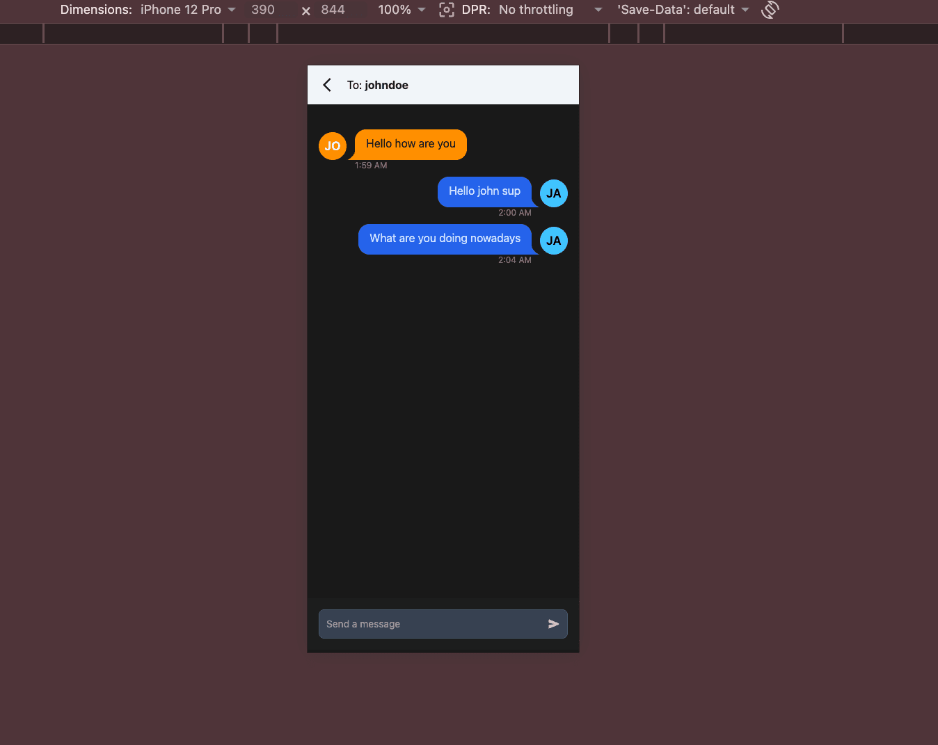 Whispr mobile chat conversation screen